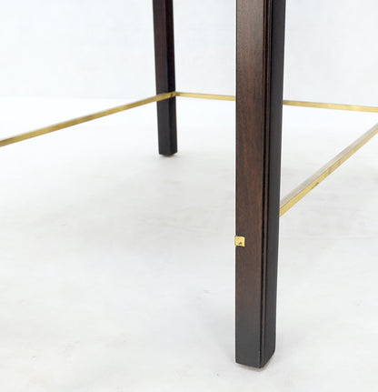 Dunbar 1970s Ebonised Walnut Brass Stretcher Set of 3 Nesting Side End Tables