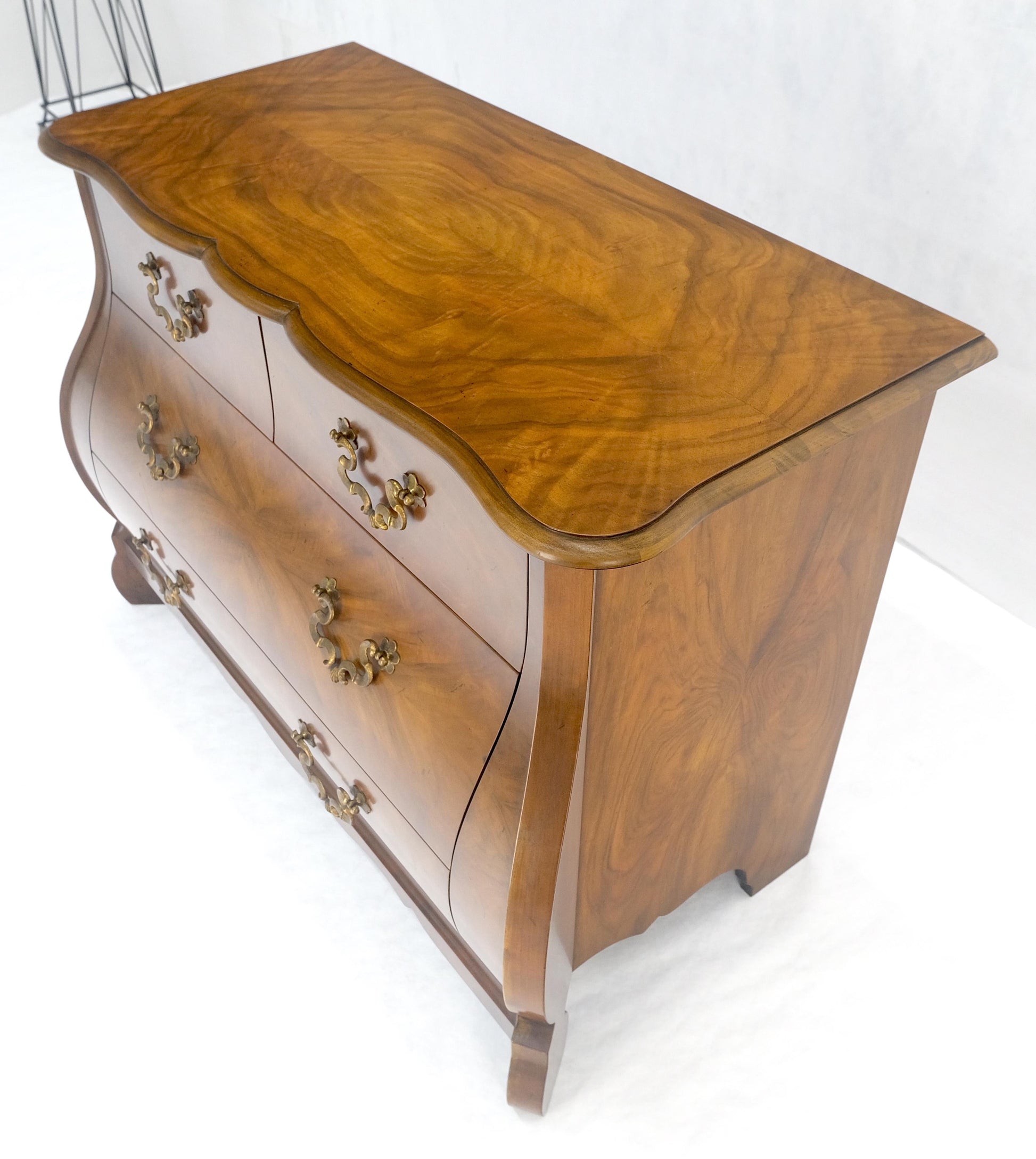 EstablishedLines Baker Book Matched Bombay Style Heavy Brass Drop Pulls 3 Drawer Dresser Console