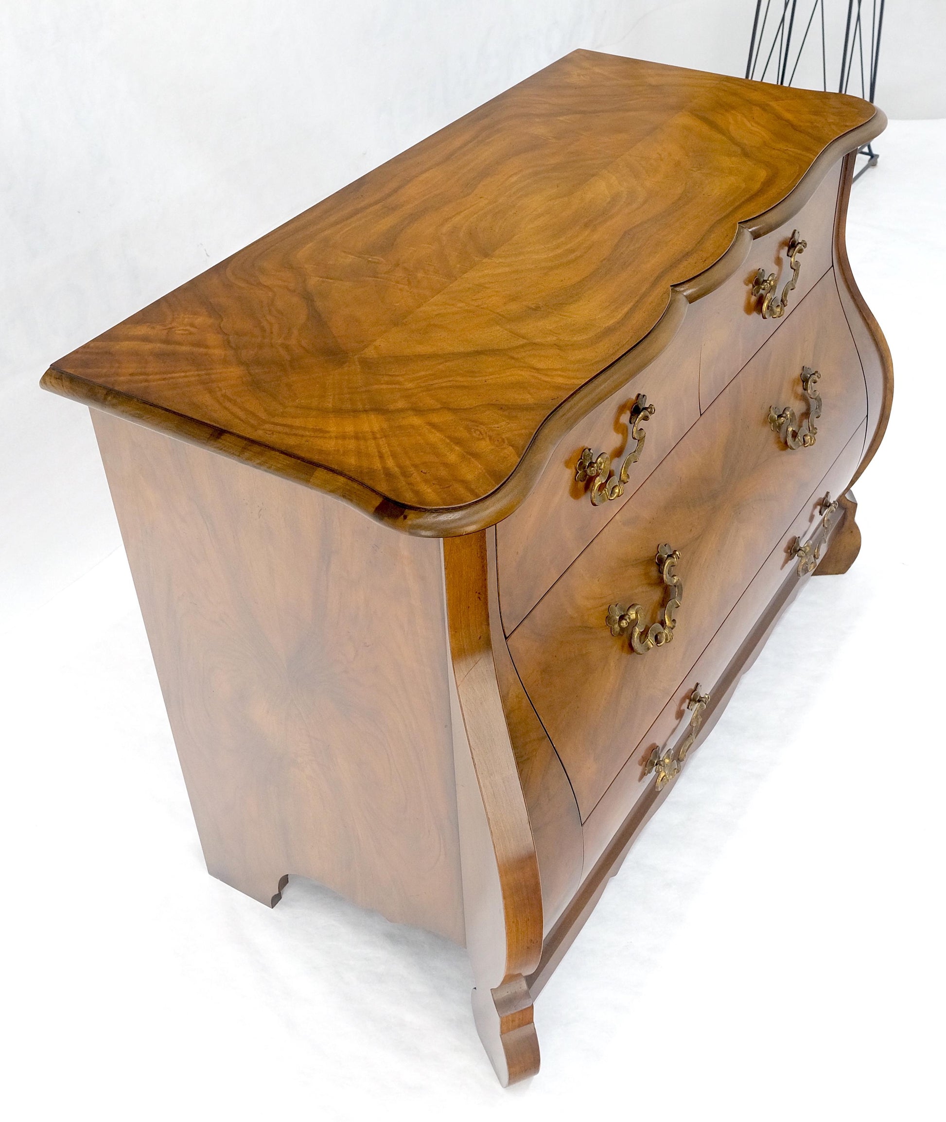 EstablishedLines Baker Book Matched Bombay Style Heavy Brass Drop Pulls 3 Drawer Dresser Console