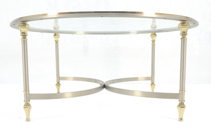 EstablishedLines Italian Round 38" Brushed Chrome & Brass Bezel & leg Glass Top Coffee Table MINT