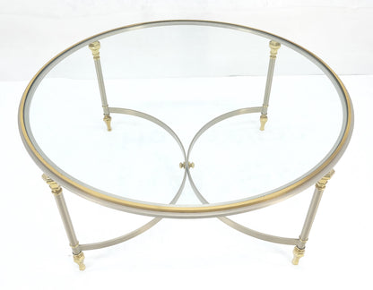 EstablishedLines Italian Round 38" Brushed Chrome & Brass Bezel & leg Glass Top Coffee Table MINT
