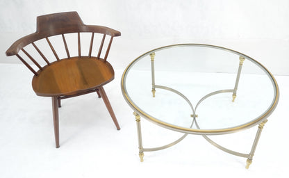 EstablishedLines Italian Round 38" Brushed Chrome & Brass Bezel & leg Glass Top Coffee Table MINT