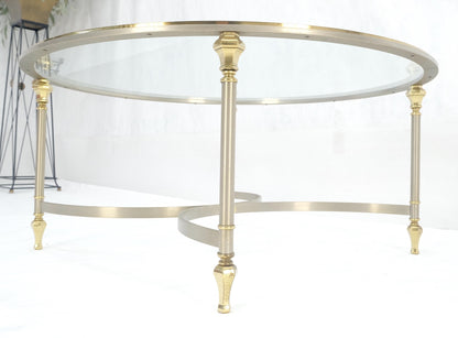 EstablishedLines Italian Round 38" Brushed Chrome & Brass Bezel & leg Glass Top Coffee Table MINT