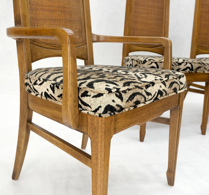 Set of 6 Cane Tall Back Pecan Mid-Century Modern Chairs Mint