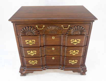 Block Front Carved Scallops Brass Drop Pulls 4 Drawers Bachelor Chest MINT!
