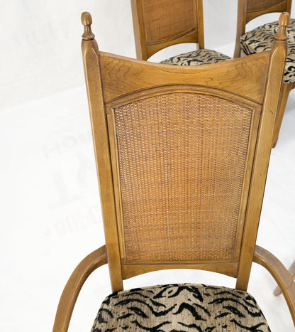 Set of 6 Cane Tall Back Pecan Mid-Century Modern Chairs Mint