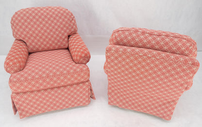 EstablishedLines Pair of Large Red & White Upholstery Club Lounge Chairs & Matching Ottoman MINT