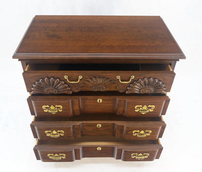 Block Front Carved Scallops Brass Drop Pulls 4 Drawers Bachelor Chest MINT!