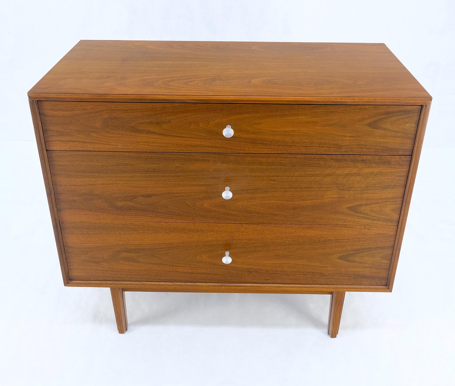 Jonn Stuart Mid Century Modern 3 Drawer Aluminum Pulls Bachelor Chest Dresser