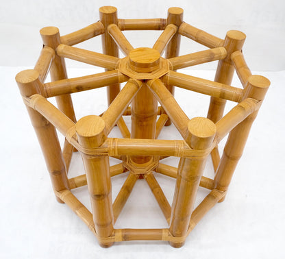 EstablishedLines Large 54" Diameter Glass Top Thick Bamboo Base Dining Table Decorative MINT