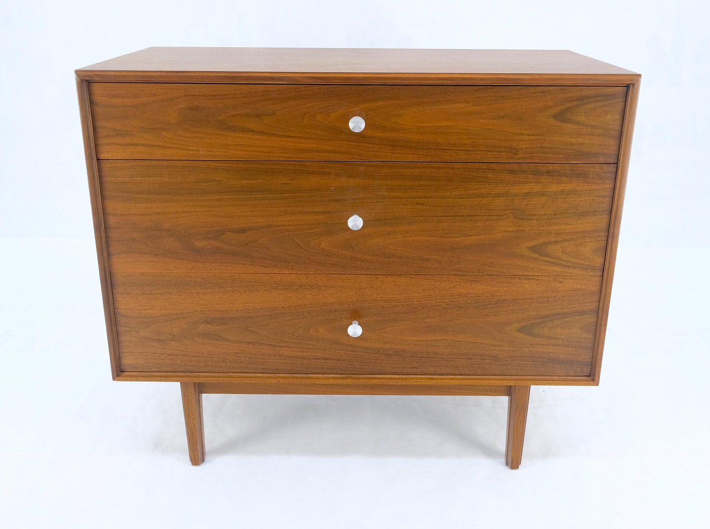 Jonn Stuart Mid Century Modern 3 Drawer Aluminum Pulls Bachelor Chest Dresser