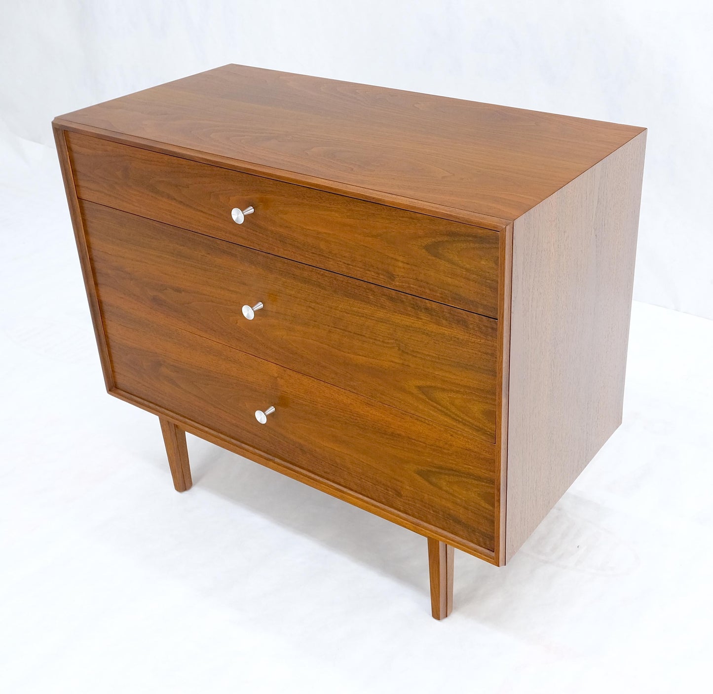 Jonn Stuart Mid Century Modern 3 Drawer Aluminum Pulls Bachelor Chest Dresser