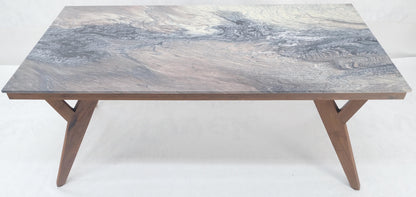 EstablishedLines Solid Oiled Walnut Frame 3/4" Thick 32x67 Marble Top Dining Conference Table
