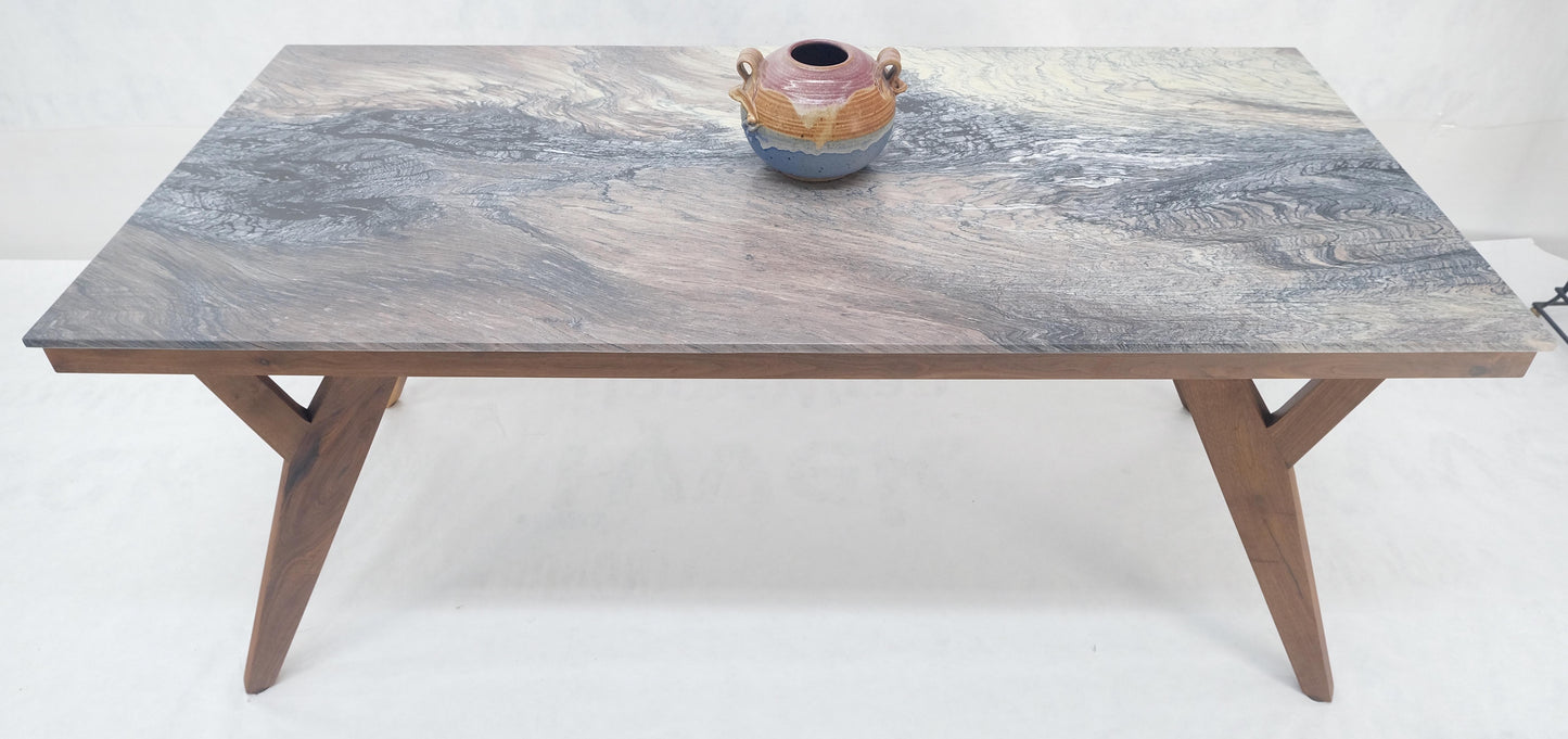 EstablishedLines Solid Oiled Walnut Frame 3/4" Thick 32x67 Marble Top Dining Conference Table