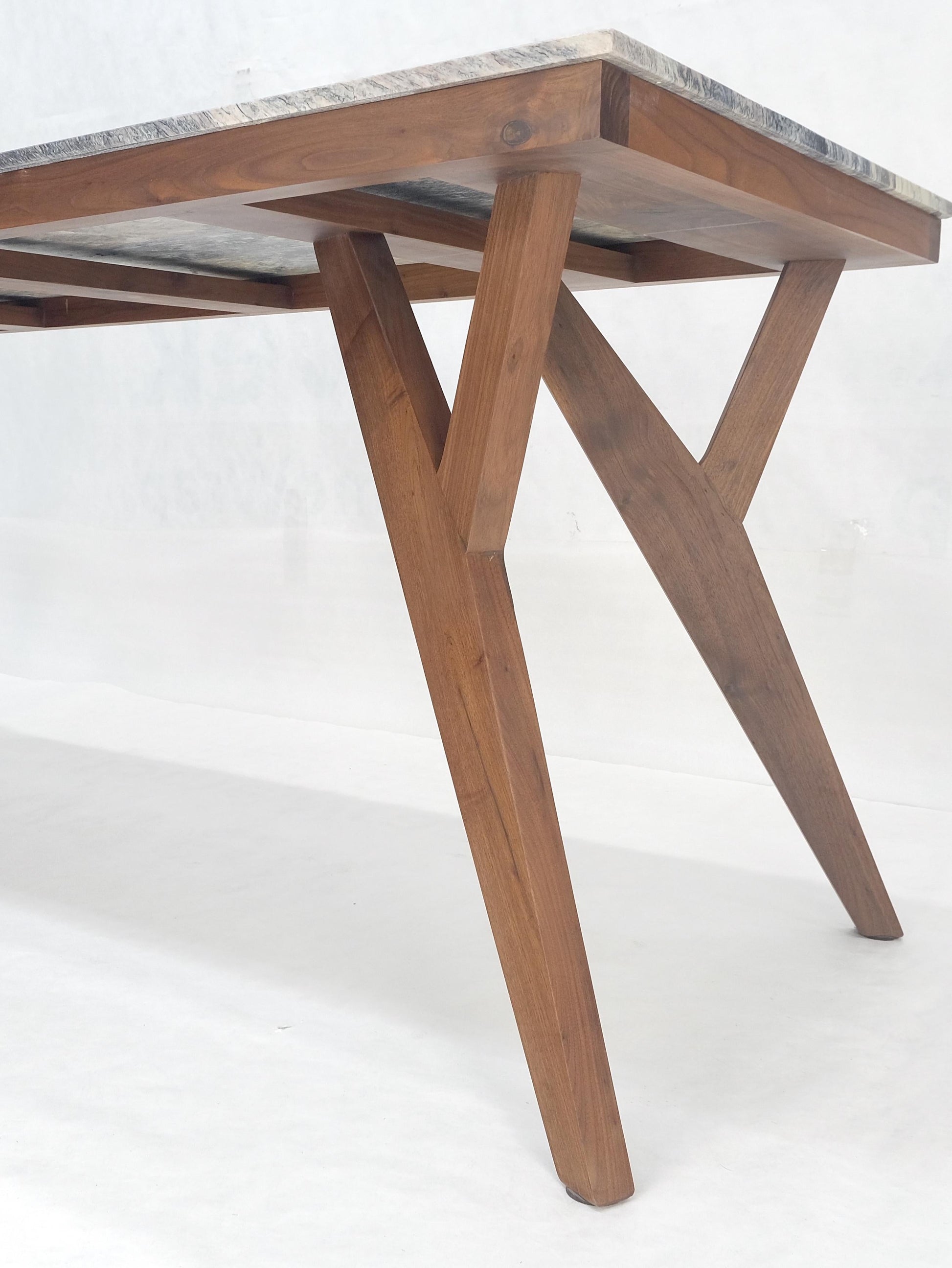 EstablishedLines Solid Oiled Walnut Frame 3/4" Thick 32x67 Marble Top Dining Conference Table