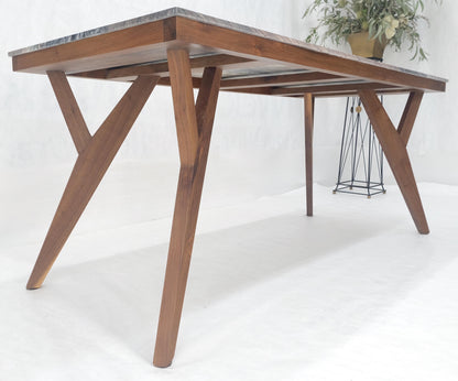 EstablishedLines Solid Oiled Walnut Frame 3/4" Thick 32x67 Marble Top Dining Conference Table
