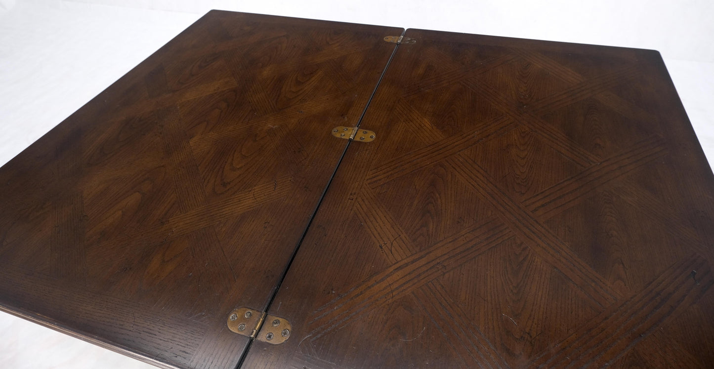 EstablishedLines Flip Top Folding Double Parquet Top Chestnut Coffee Cocktail Table Carved Legs