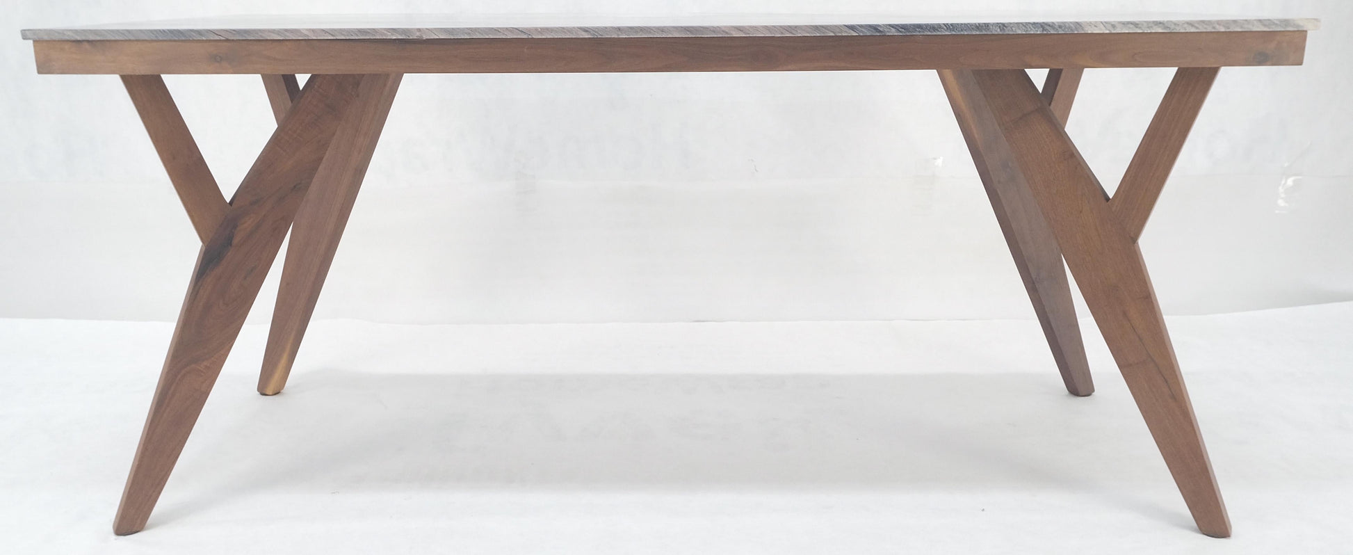 EstablishedLines Solid Oiled Walnut Frame 3/4" Thick 32x67 Marble Top Dining Conference Table