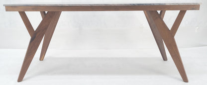 EstablishedLines Solid Oiled Walnut Frame 3/4" Thick 32x67 Marble Top Dining Conference Table