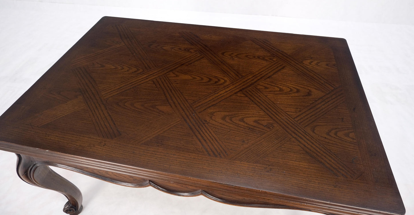 EstablishedLines Flip Top Folding Double Parquet Top Chestnut Coffee Cocktail Table Carved Legs
