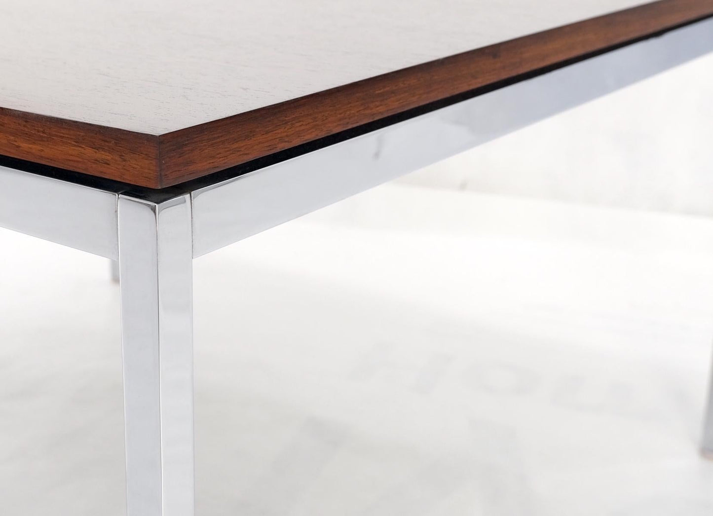EstablishedLines Non Matching Pair of Rosewood & Crome Square Knoll Side End Tables Stands Mint