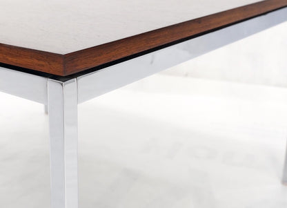 EstablishedLines Non Matching Pair of Rosewood & Crome Square Knoll Side End Tables Stands Mint