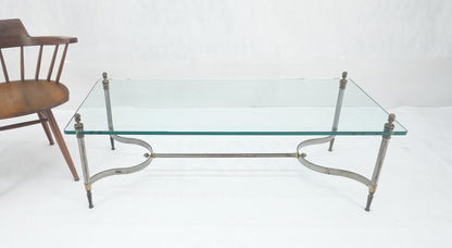 EstablishedLines Thick 3/4" 24x52 Rectangle Glass Top Chrome & Brass  Base MCM Coffee Patina