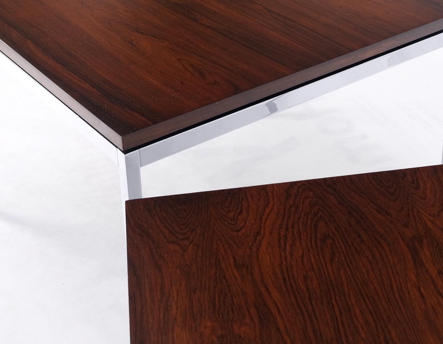 EstablishedLines Non Matching Pair of Rosewood & Crome Square Knoll Side End Tables Stands Mint