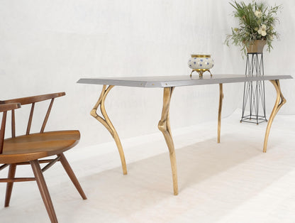 EstablishedLines Steam Punk Heavy Solid Bronze Leg Forged Steel Beveled Edge Top Dining Table