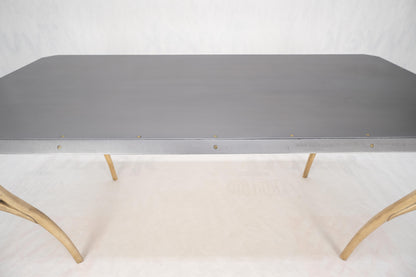 EstablishedLines Steam Punk Heavy Solid Bronze Leg Forged Steel Beveled Edge Top Dining Table