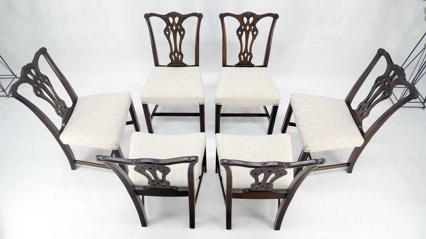 EstablishedLines Set of 6 c1940s Mahogany Fine Carved Chippendale Style Chairs Clean!