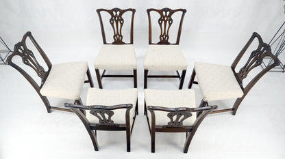 EstablishedLines Set of 6 c1940s Mahogany Fine Carved Chippendale Style Chairs Clean!