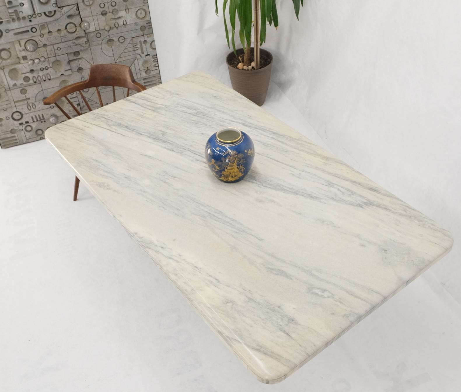 EstablishedLines Grey & White Marble Rounded Corners Single Pedestal Dining Conference Table
