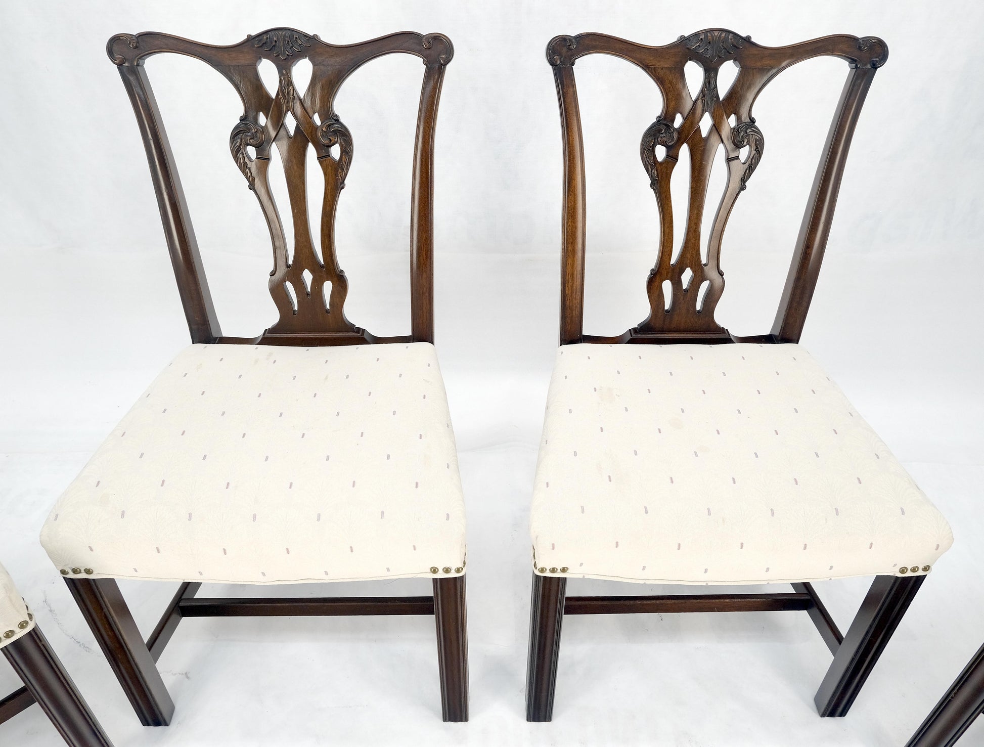 EstablishedLines Set of 6 c1940s Mahogany Fine Carved Chippendale Style Chairs Clean!