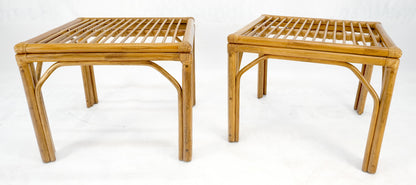 EstablishedLines Pair of Square Bamboo End Side Tables C1970s MINT