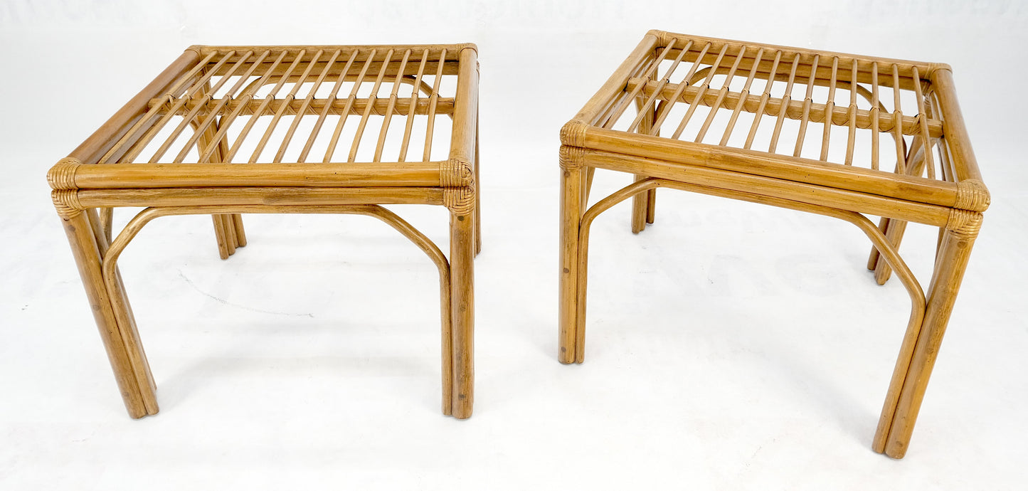 EstablishedLines Pair of Square Bamboo End Side Tables C1970s MINT
