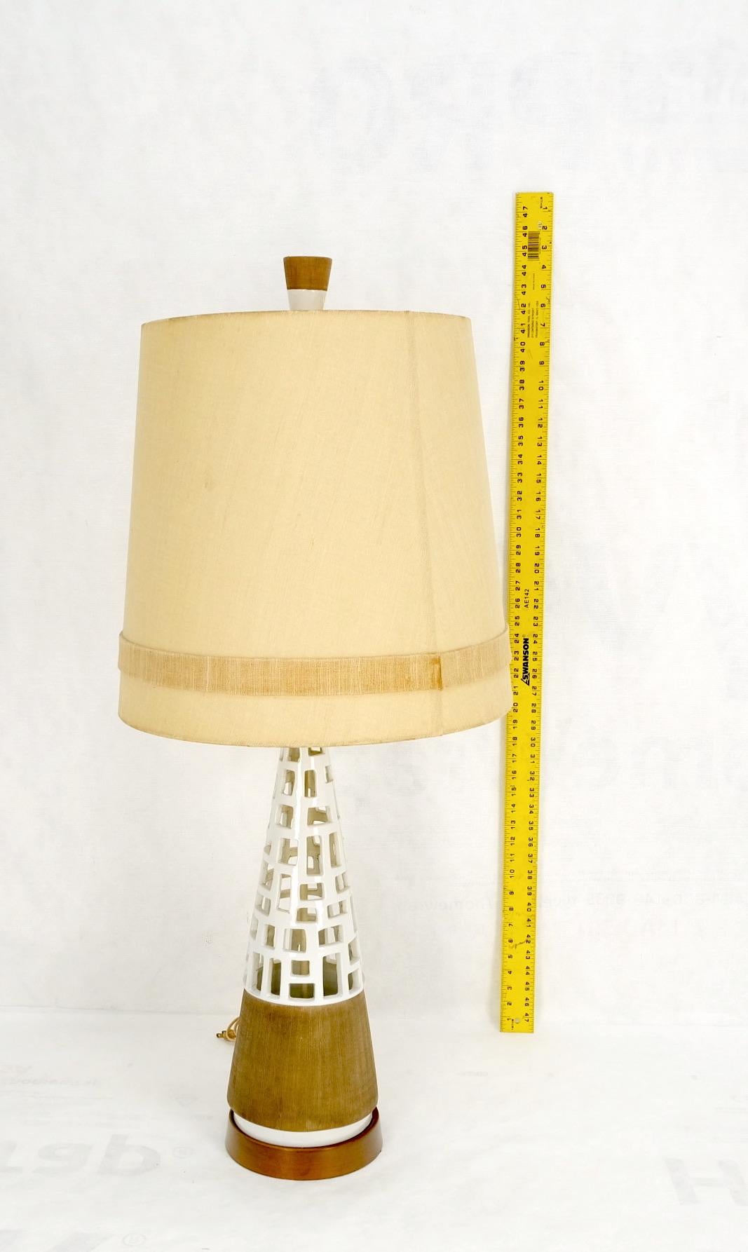 EstablishedLines Mid-Century Modern Cone Shape Geometrical Pattern Pierce Pattern Base Table Lamp