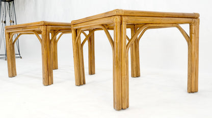 EstablishedLines Pair of Square Bamboo End Side Tables C1970s MINT