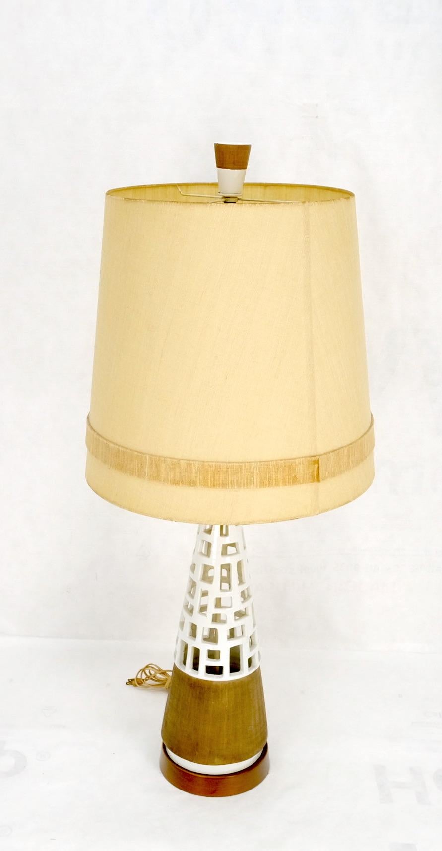 EstablishedLines Mid-Century Modern Cone Shape Geometrical Pattern Pierce Pattern Base Table Lamp