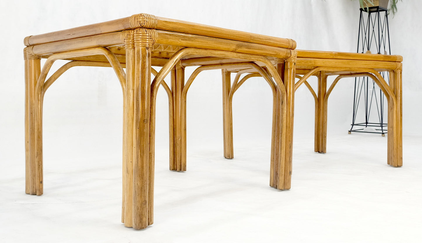 EstablishedLines Pair of Square Bamboo End Side Tables C1970s MINT