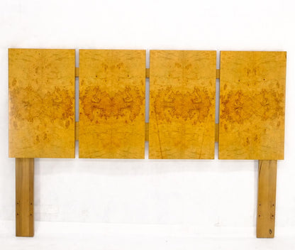 EstablishedLines Style of Milo Baughman Book Matched Burl Wood Queen or Full Size Headboard Bed