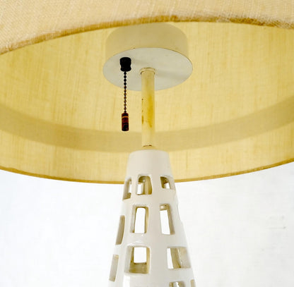 EstablishedLines Mid-Century Modern Cone Shape Geometrical Pattern Pierce Pattern Base Table Lamp
