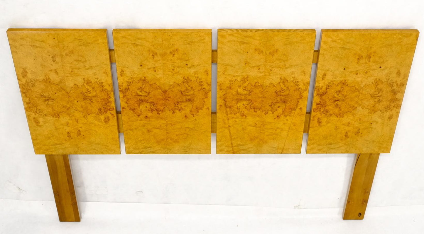 EstablishedLines Style of Milo Baughman Book Matched Burl Wood Queen or Full Size Headboard Bed