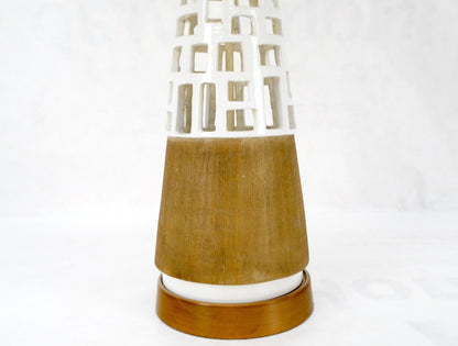 EstablishedLines Mid-Century Modern Cone Shape Geometrical Pattern Pierce Pattern Base Table Lamp