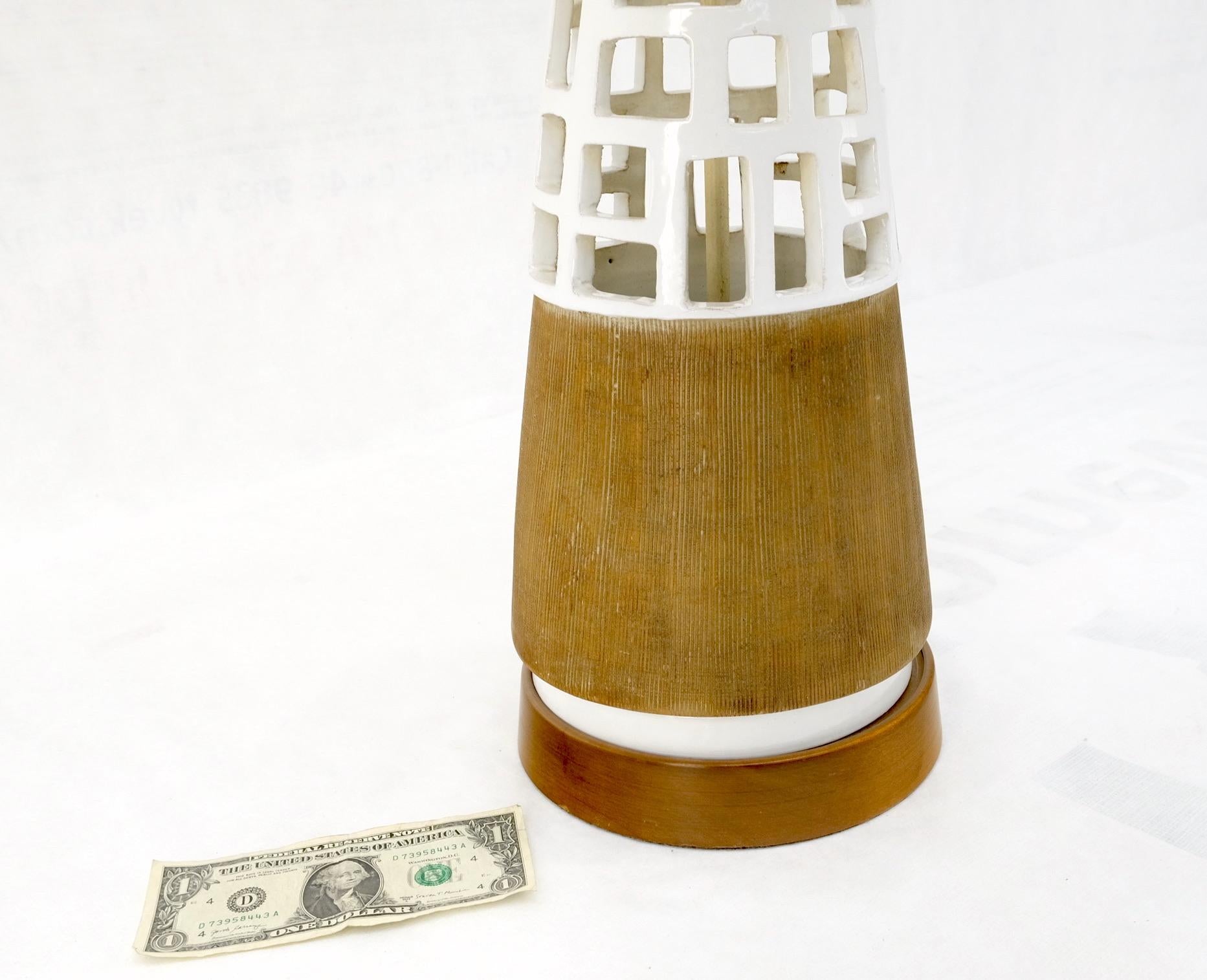 EstablishedLines Mid-Century Modern Cone Shape Geometrical Pattern Pierce Pattern Base Table Lamp