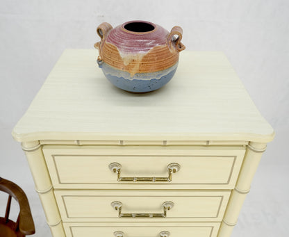 EstablishedLines Faux Bamboo Beige White Lacquer 48" Tall 6 Drawer Lingerie Chest Dresser MINT!