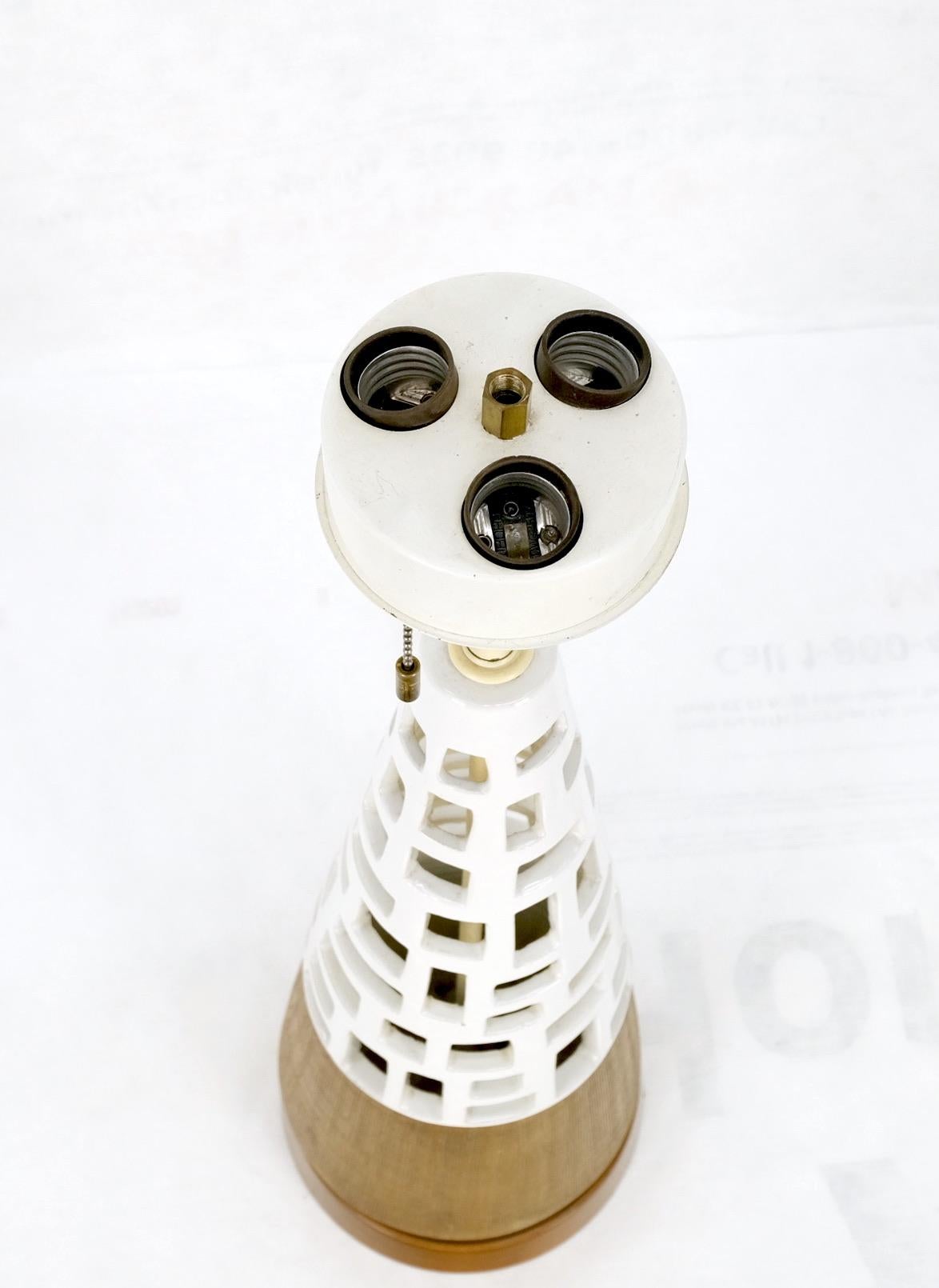 EstablishedLines Mid-Century Modern Cone Shape Geometrical Pattern Pierce Pattern Base Table Lamp