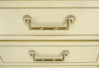 EstablishedLines Faux Bamboo Beige White Lacquer 48" Tall 6 Drawer Lingerie Chest Dresser MINT!