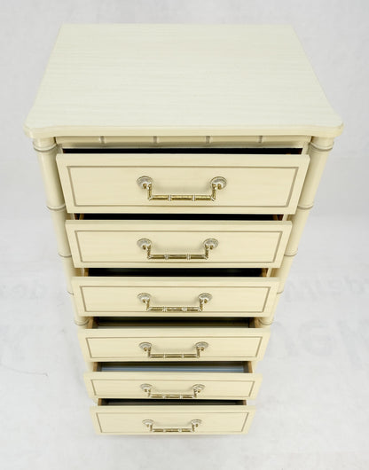 EstablishedLines Faux Bamboo Beige White Lacquer 48" Tall 6 Drawer Lingerie Chest Dresser MINT!