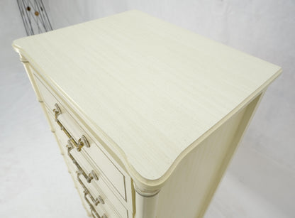 EstablishedLines Faux Bamboo Beige White Lacquer 48" Tall 6 Drawer Lingerie Chest Dresser MINT!